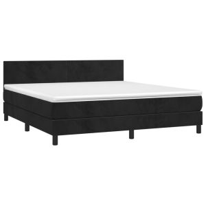 vidaXL cama box spring con colchón terciopelo negro 180x200 cm