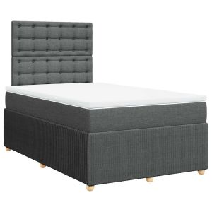 vidaXL cama box spring con colchón tela gris oscuro 120x190 cm