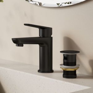 Misturadora de lavatório monocomando preto mate - latão