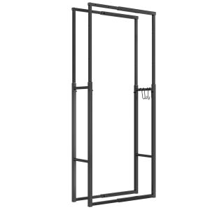 Suporte para lenha 65x25x100-150 cm metal Outsunny