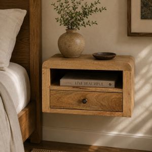 Artisan furniture cómoda flutuante, 1 gaveta e prateleira, carvalho
