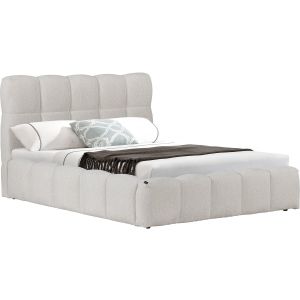 Cama de casal em tecido "davos" com arrumação - 140 x 190 cm - bege