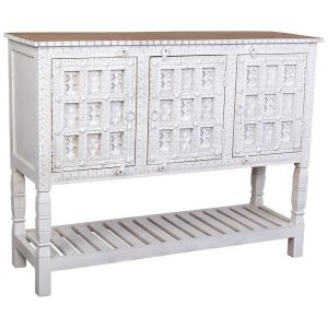 Aparador de madeira branco 130x42x101