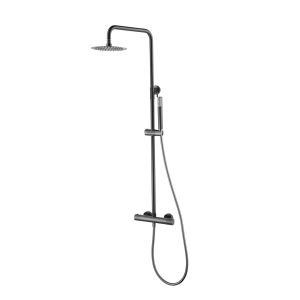 Coluna de duche extensível, pulverizador termostático extra-plano gun metal