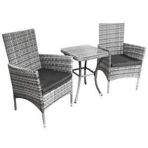 Conjunto bistro rattan 3 peças - cinza claro