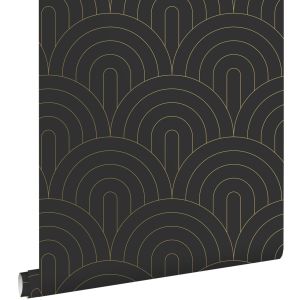 Estahome papel de parede motivo art deco preto e branco 53 cm x 10.05 m