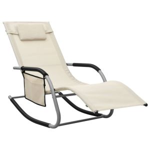 vidaXL tumbona de textilene crema y gris