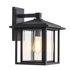 Aplique de exterior avenida vintage preto com tela de vidro 1xE27 ip23