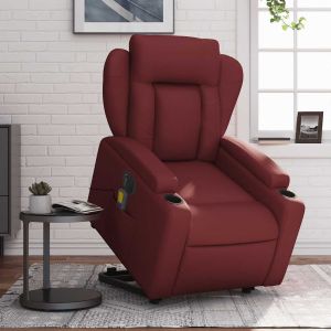 Poltrona reclin. Elevatória elétrica couro artif vermelho-tinto ewg3985