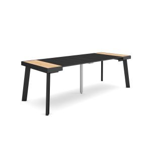 Mesa extensível, 58/222x90x73cm, carvalho e preto, pés de madeira rf3080