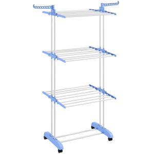 Estendal de roupa 73x64x177 cm aço e pp color azul Homcom