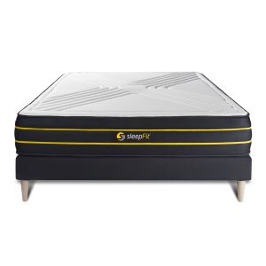 Conjunto de estrado preto + colchão sleepfit ultra (120x195 cm - espuma vis