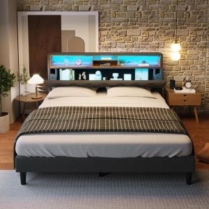 Cama com arrumação 140x200cm cinzento