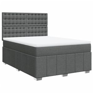 vidaXL cama box spring con colchón tela gris oscuro 160x200 cm