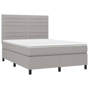vidaXL cama box spring con colchón tela gris claro 140x200 cm