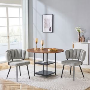 Conjunto mesa e cadeiras 2 lugares 107cm nogueira cinzento com arrumação