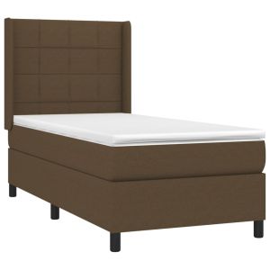vidaXL cama box spring con colchón tela marrón oscuro 80x200 cm
