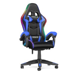 Cadeira gamer a com rgb, cadeira ergonómica com luz - preto/azul