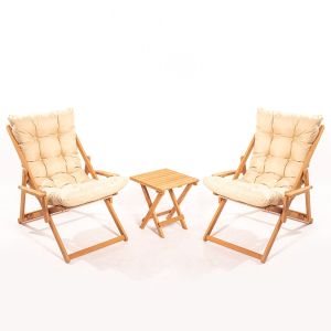 Wellhome conjunto de mesa de jardim e 2 cadeiras creme 40x40x40 cm