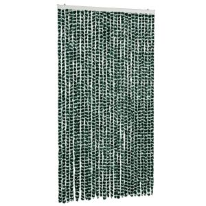 Cortina anti-insetos 118x220 cm chenille verde e branco