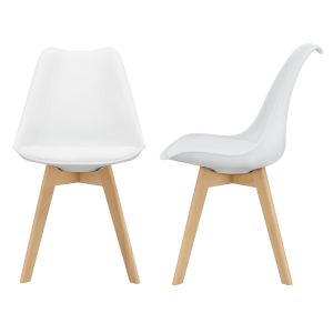 Conjunto de 2 cadeiras de jantar fläten pele sintética  82x49x54cm branco