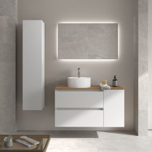 Móvel bequia 90cm + coquete 1 porta lateral reversível+ pia | branco