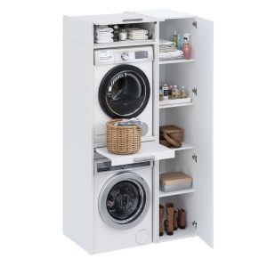 Conjunto de móveis para máquina de lavar e secar t-bath 110,7x208 cm branco