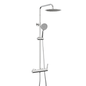 Conjunto de chuveiro inverter rhio cromado monocomando redondo 90-140cm