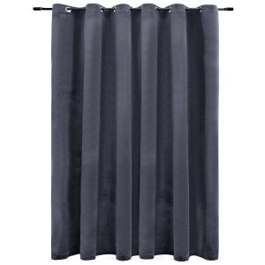 Cortina blackout vidaxl com argolas de metal, veludo antracite, 290x245 cm