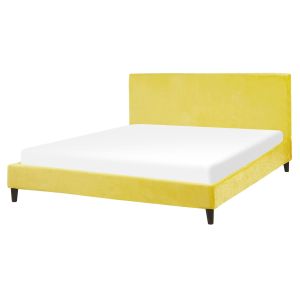 Cama veludo fitou 160 x 200 cm amarelo