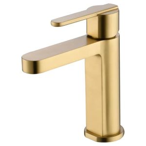 Torneira misturadora de lavatório monocomando em latão - dorado