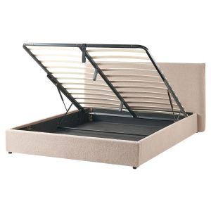 Sommier com arrumação lavaur bouclé taupe 160 x 200 cm