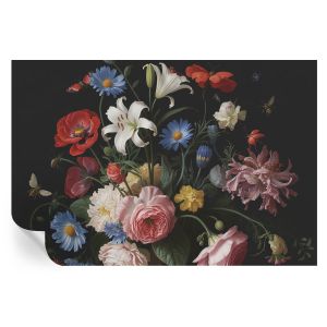 Papel de parede vinílico flores com insetos 104x152 tulup