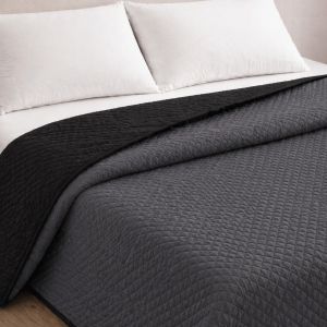 Colcha reversível bicolor antracite/preto cama 180cm donegal collections