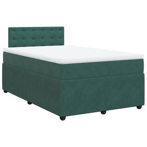 vidaXL cama box spring con colchón terciopelo verde oscuro 120x190 cm