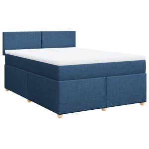 vidaXL cama box spring con colchón tela azul 160x200 cm