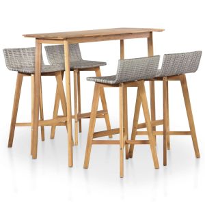 vidaXL set de comedor de jardín 5 piezas madera maciza de acacia