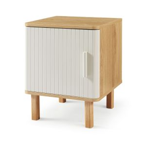 Mesa de cabeceira ferrersp porta 50x40x40 cm carvalho/cores areia [en.casa]