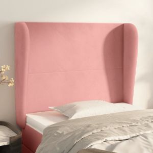 Cabeceira de cama c/ abas veludo 93x23x118/128 cm rosa ptob1703