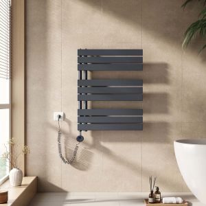 Emke toalheiro 76,2x60cm cinza antracite 400w c/ termostato e temporizador