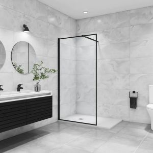 Painel de duche fixo borda serigráfica preta,barra 73-120cm,(118-120)x200cm