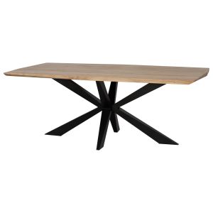 Mesa de jantar borda cônica de madera de acacia natural 200x100x76