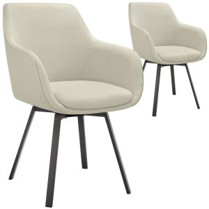 Set de 2 cadeiras giratórias apoio de braços e tapizada beis cinzentoáceo