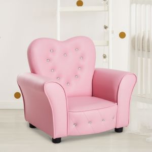 Poltrona infantil em PVC rosa com botões decorativos 59 x 41,5 x 49 cm