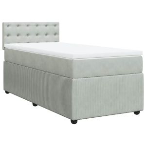 vidaXL cama box spring con colchón terciopelo gris claro 90x190 cm