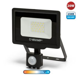 Padlight5, projetor LED smd 20w ip44, preto 6500k. Com ir