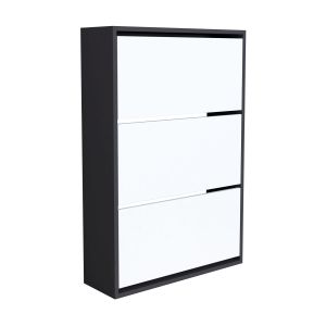 Sapateira sokndal com 2 portas metálicas 71 x 50 x 15 cm preto  [en.casa]