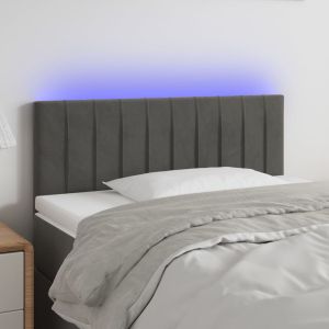 Cabeceira de cama c/ luzes LED veludo 80x5x78/88cm cinza-escuro ptob3067
