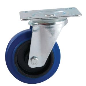 Rodízio giratório avl - com base - borracha azul - ø125 - 527833o