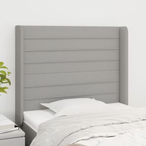 Cabeceira de cama c/ abas tecido 83x16x118/128cm cinzento-claro